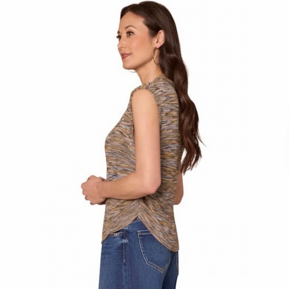 Democracy Sleeveless Knit Top Size Large Multicolor Ruched Sides NWT - Picture 3 of 16